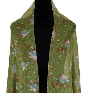 StyleSlice‎ Womens Ladies Green Robin Bird Print Scarf 32x68 Green Red Blue Wrap